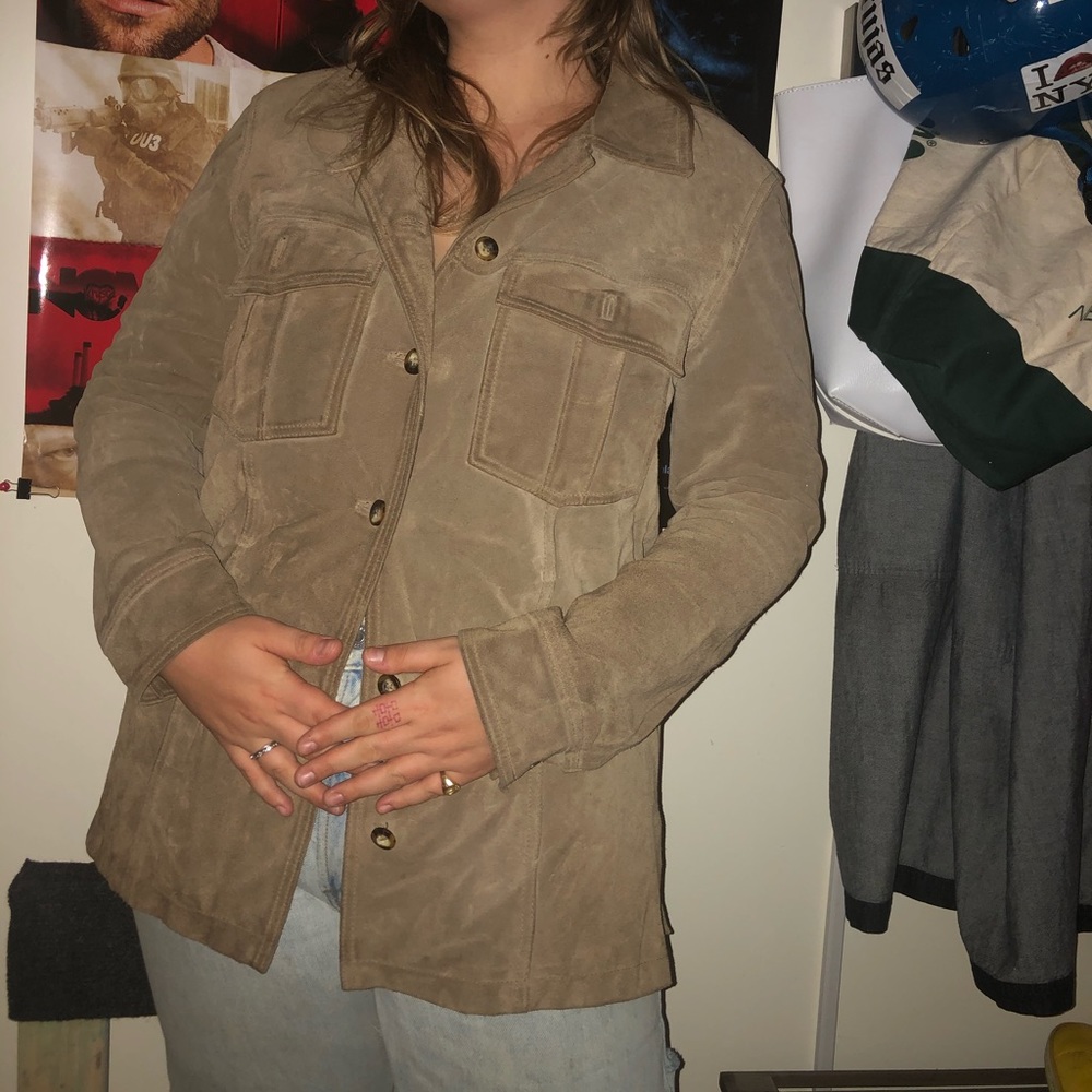 Taupe/ Chocolate Suede Jacket